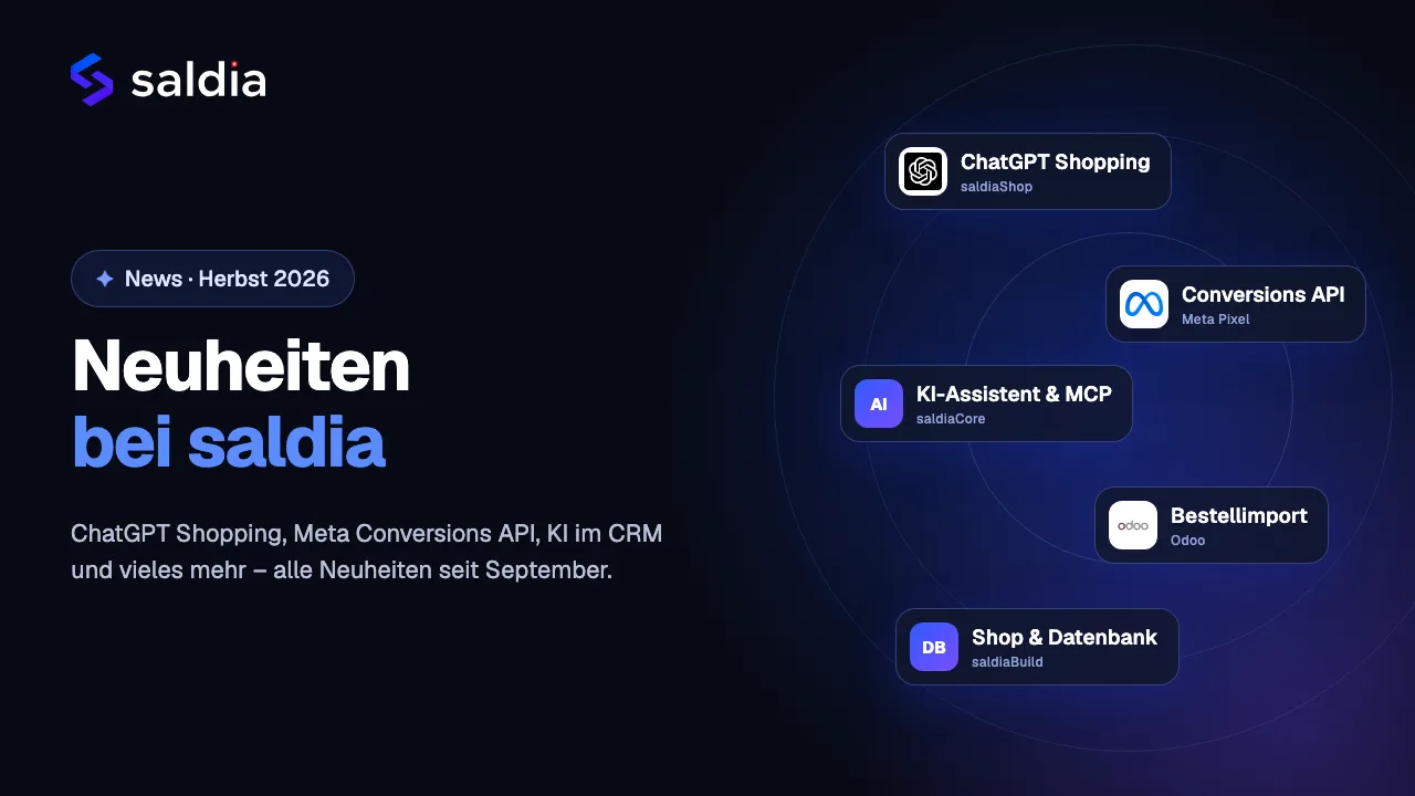 Neuheiten bei saldia: ChatGPT Shopping, Meta Conversions API, KI im CRM und mehr