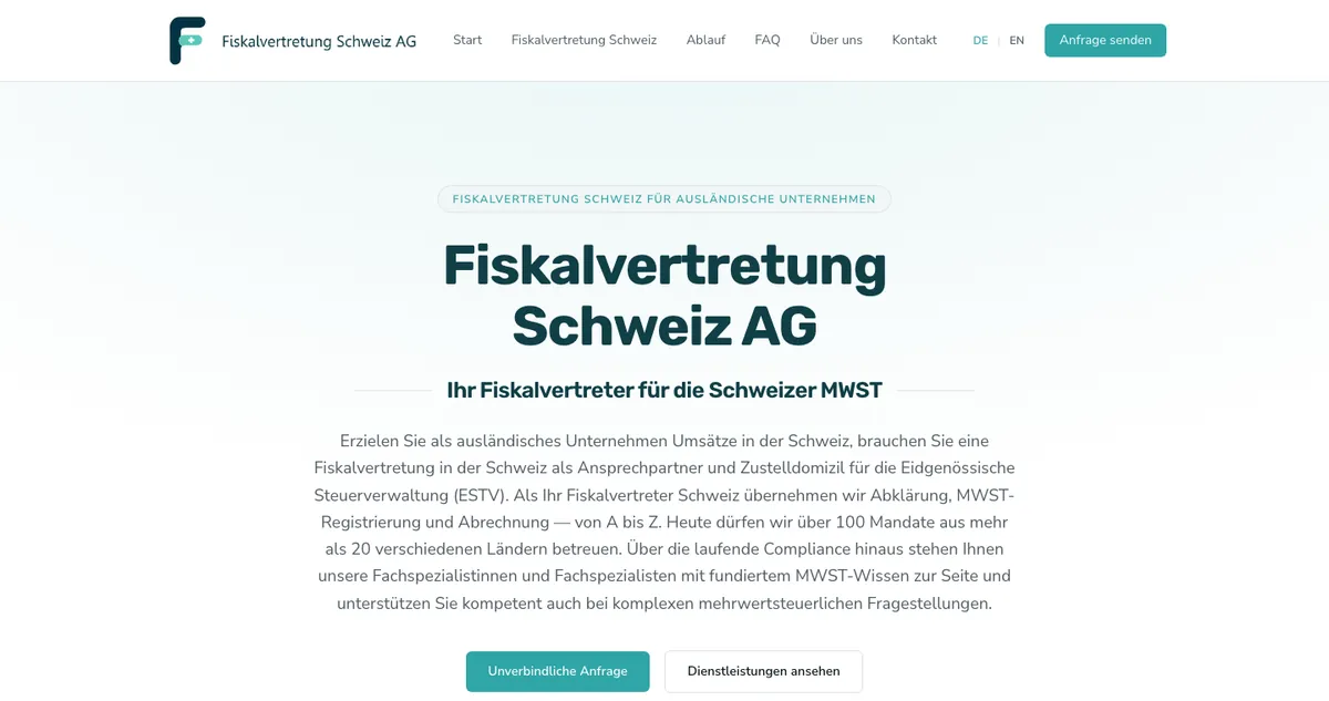 Fiskalvertretung Schweiz AG — mit saldiaBuild erstellt